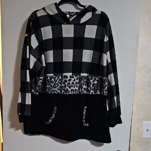 Emerald Black and Gray Hooded Checkered Shirt
